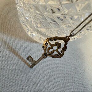 Vintage Sterling silver skeleton Key Pendant Necklace with Sterling chain